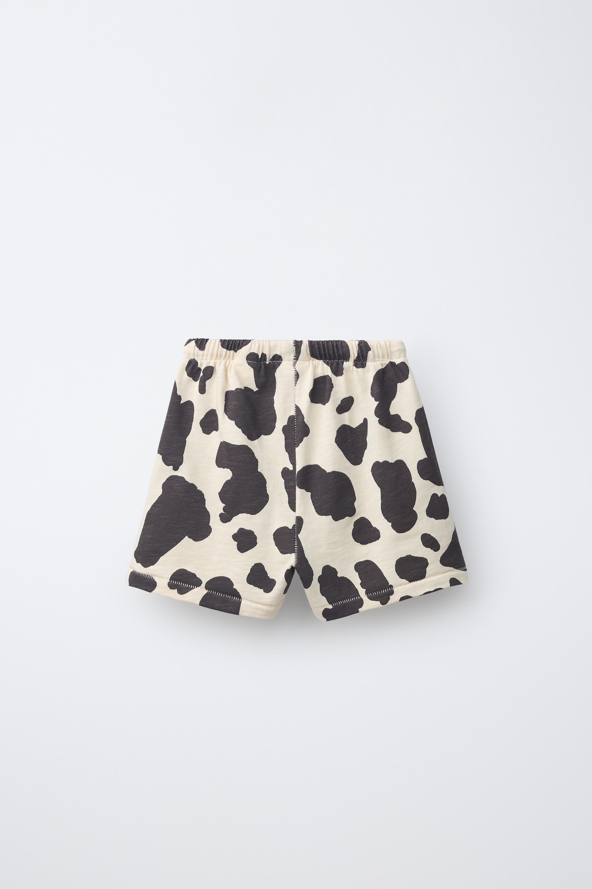 COW PRINT PLUSH SHORTS
